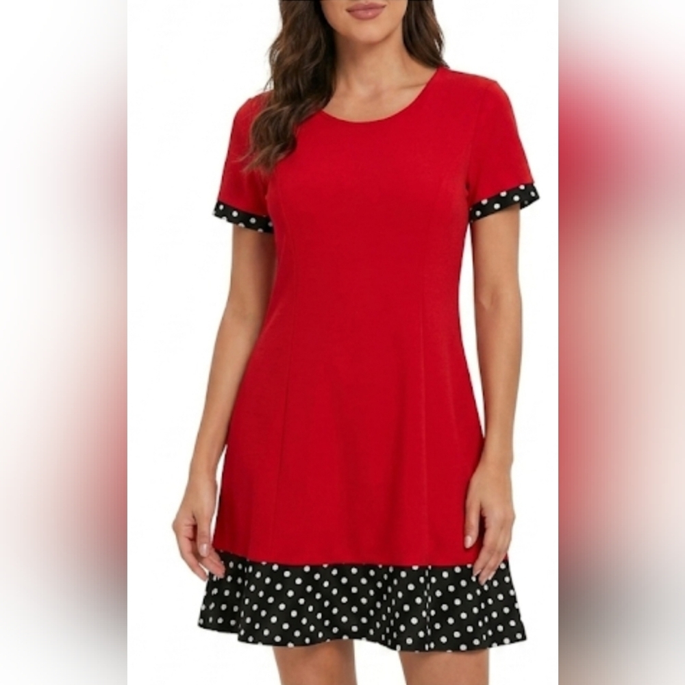 Rodan Red Polka Dot Hem Mini Dress size L